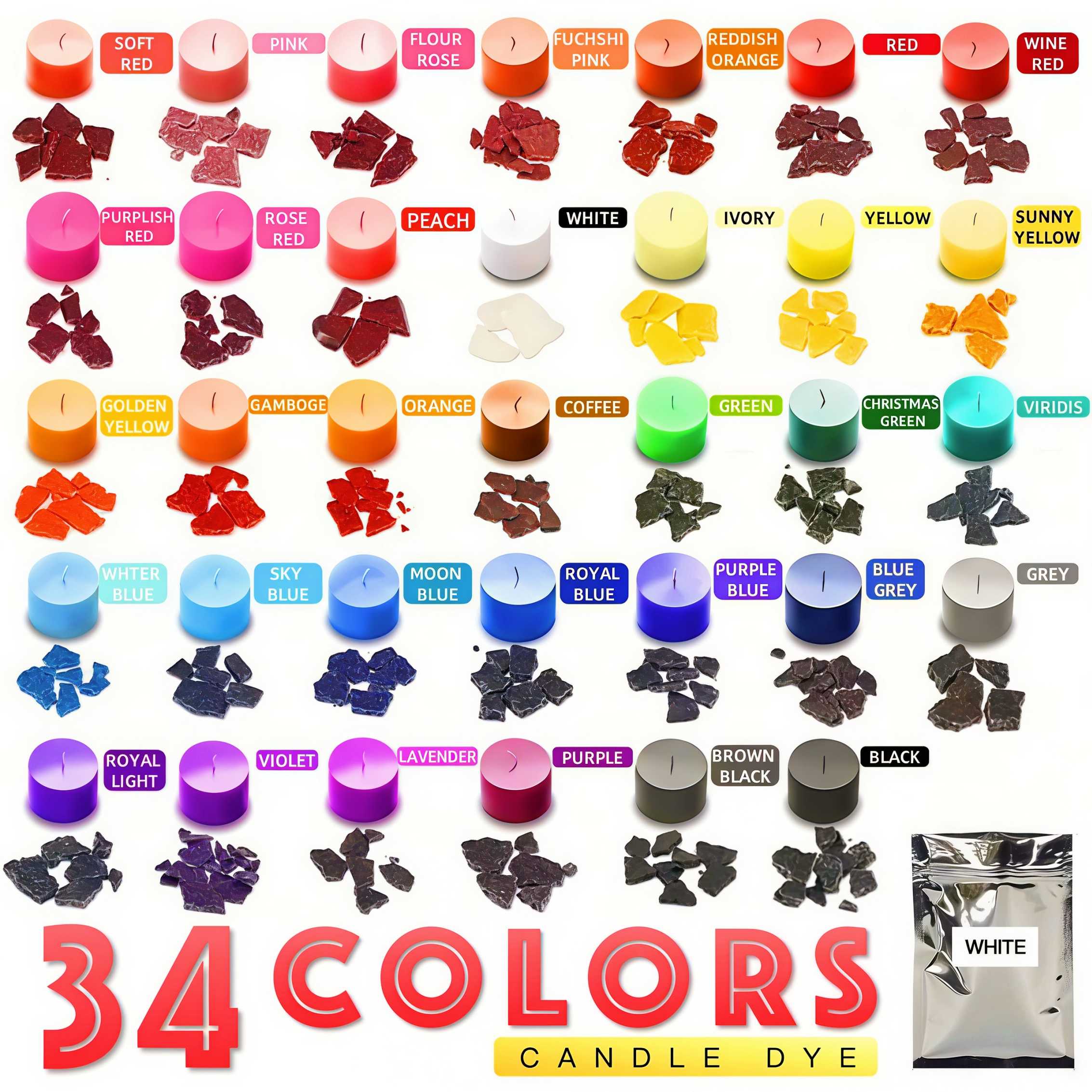 Candle Dye Chip - Candle Dyes - 34 Colors (1