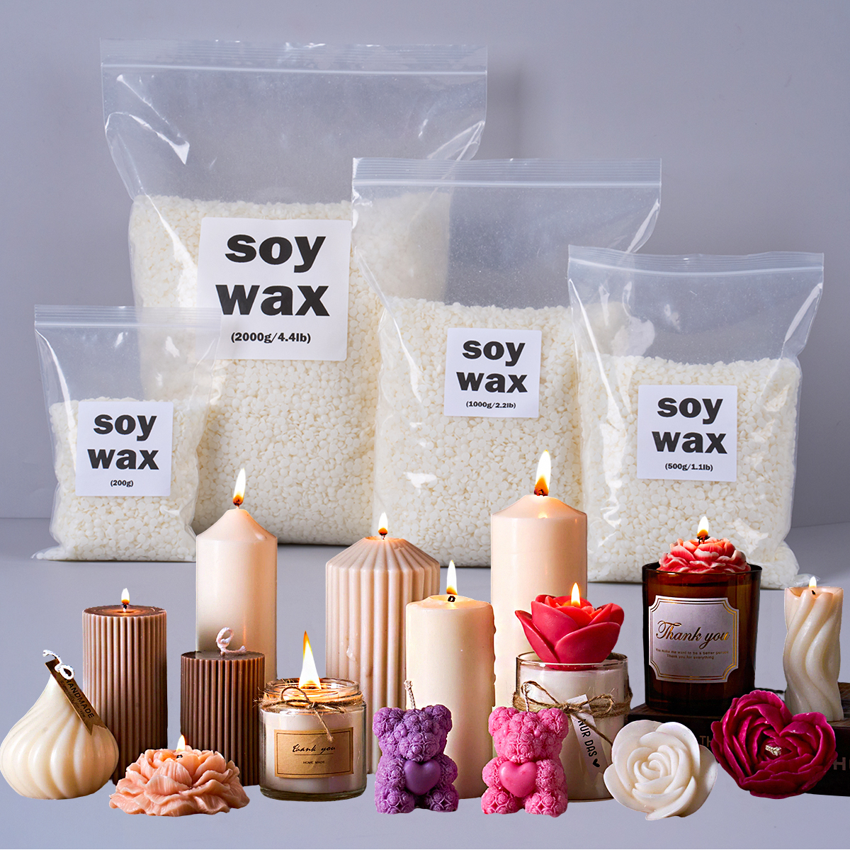 Candle Making Material Wholesale - 200g/500g/1000g/2000g Soy Wax Pellets High-Quality Natural