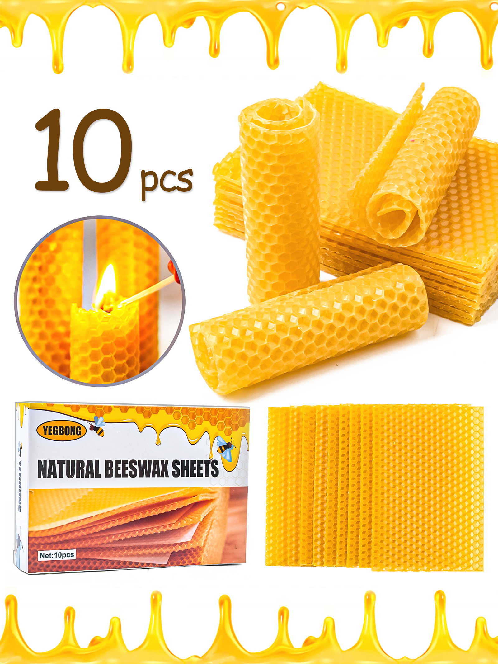 Candle Making Supplies Wholesale - 10Pcs Natural Honeycomb Bee Wax Sheets
