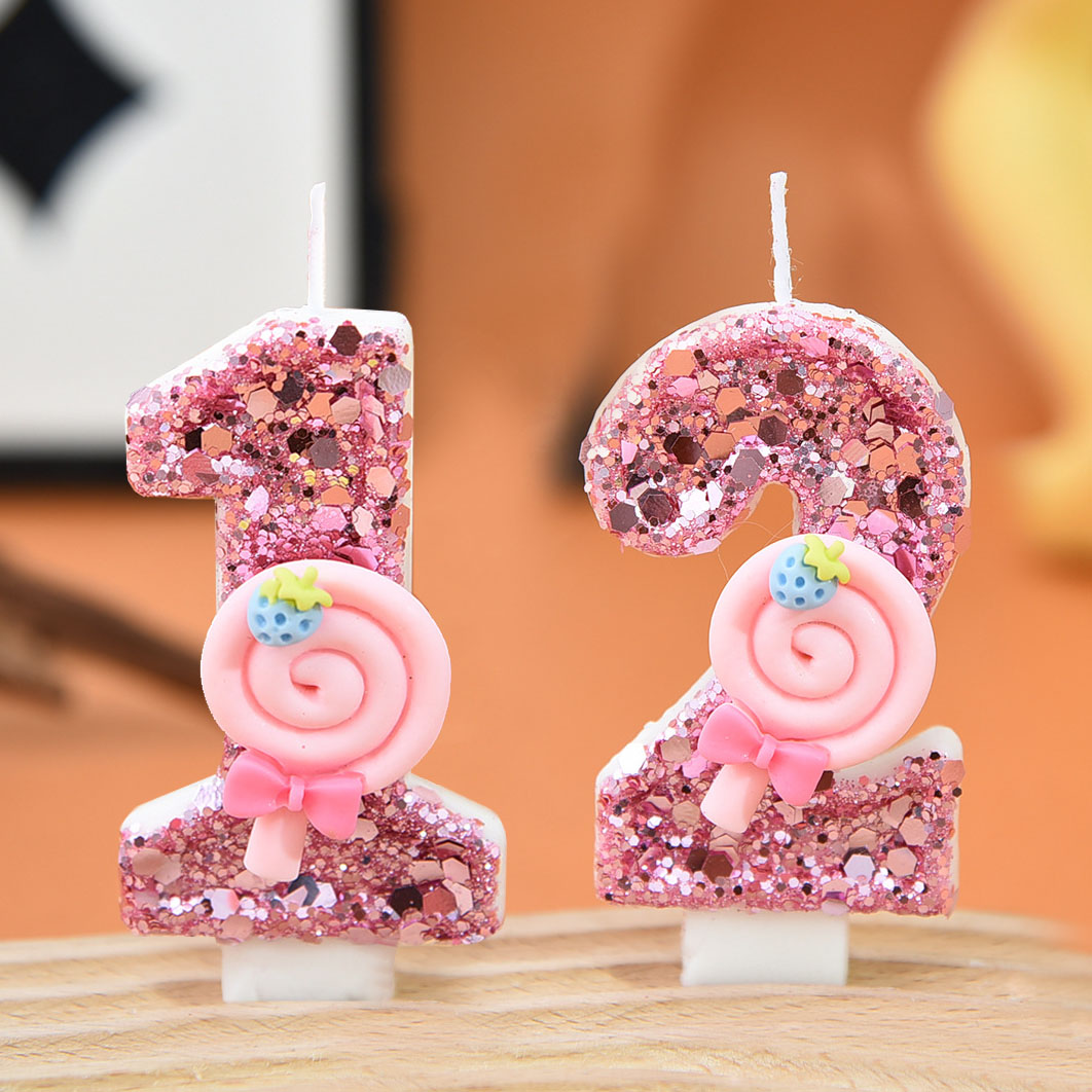 Candle Making Things - 1pc Large 0-9 Numbers Pink Lollipop