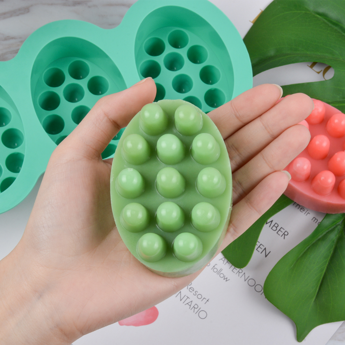 Candle Making Supplies Wholesale - 4 Hole Oval Massage Soap Silicone