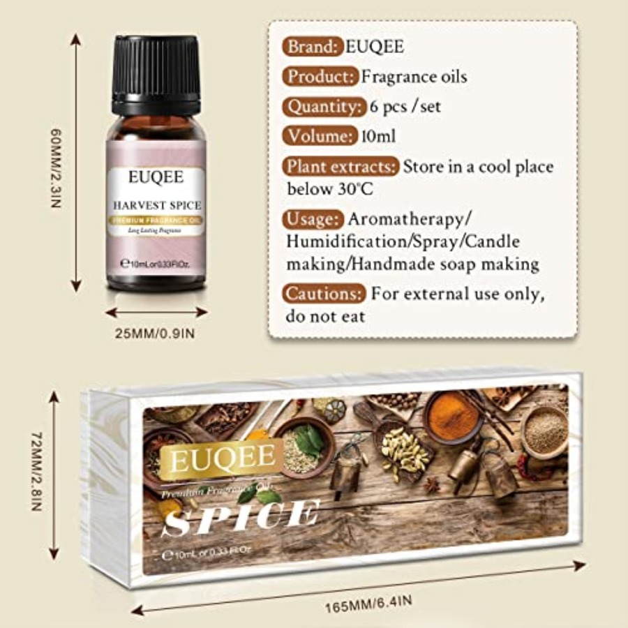 EUQEE 6PCS Spice Autumn Fragra – обзор и цена Candle Making Fragrance Oils