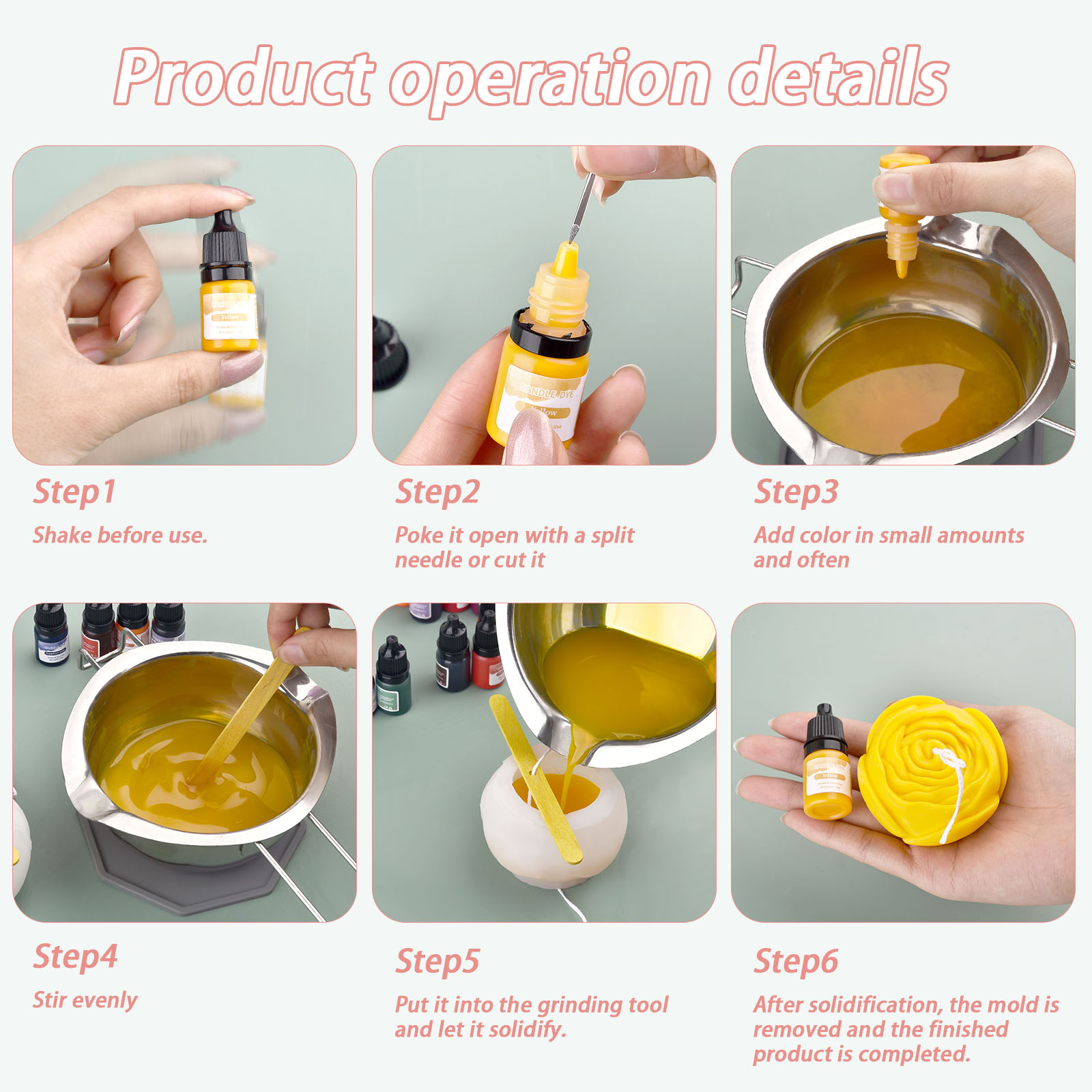 5ml/Bottle Candle Wax Pigment  – обзор и цена Soy Wax Pillar Blend